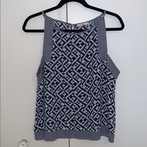 Blue and white printed blouse